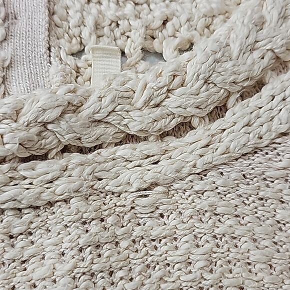 Anthropologie Womens Sz L Beige Linen Blend Minimalist Fairy Preppy Moth Sweater - Picture 11 of 12